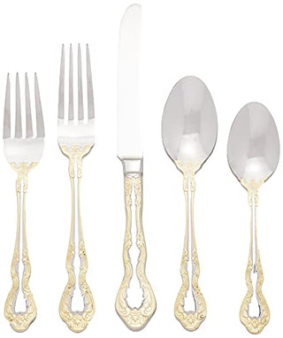 Oneida Golden Mandolina 45 Piece Fine Flatware Set, Service for 8 , 18/10 Stainless Steel, Silverware Set, Dishwasher Safe