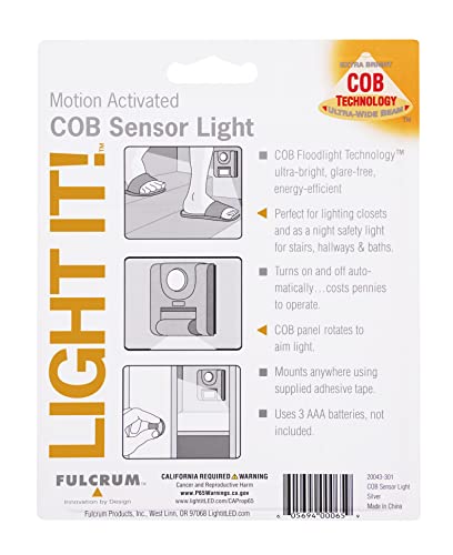 LIGHT IT! By Fulcrum, 20043-301 COB Sensor Light, Silver, Single pack