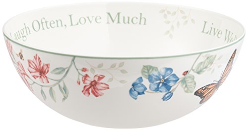 Lenox Butterfly Meadow "Live Well, Laugh Often, Love Much" Serving Bowl, White