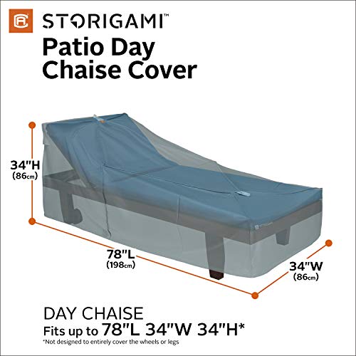 Classic Accessories Storigami Water-Resistant 78 Inch Easy Fold Patio Day Chaise Cover, Monument Grey, Patio Furniture Covers