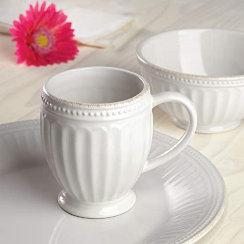 Lenox White French Perle Groove 4Pc Place Setting, 6.95 LB