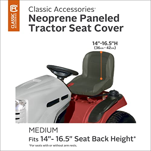 Classic Accessories Lawn Tractor Neoprene Seat Cover, Medium, Black, Grey
