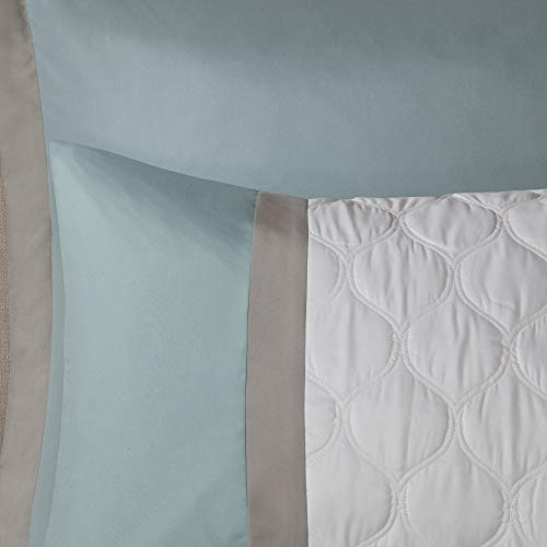 Cozy Comforter Set - Transitional Damask Design, All Season Down Alternative Bedding with Matching Shams, Decorative Pillow, Shawnee-Seafoam Cal King(104"x92") 8 Piece