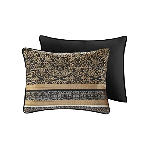 Madison Park Polyester Jacquard Coverlet Set in Black and Gold Finish MP13-7724