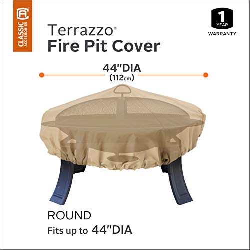 Classic Accessories 58992 Terrazzo Fire Pit Cover, Round,Sand,Small