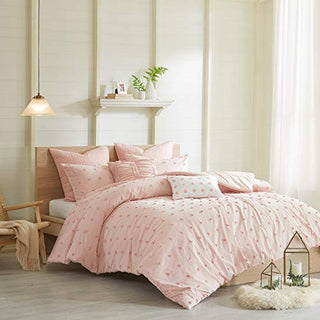Urban Habitat Cotton Comforter Set-Tufts Pompom Design All Season Bedding, Matching Shams, Decorative Pillows