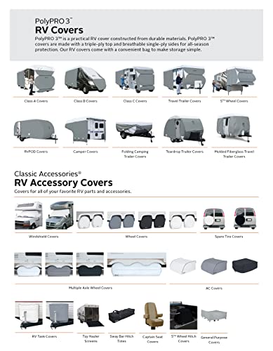 Classic Accessories Over Drive PolyPRO3 Folding Camping Trailer Cover, Fits up to 8&