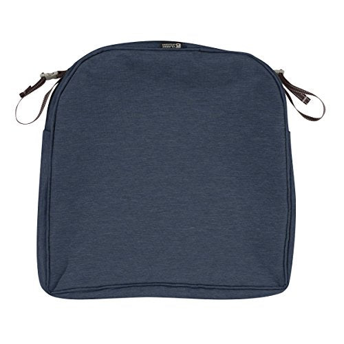 Classic Accessories Montlake FadeSafe Water-Resistant 20 x 20 x 2 Inch Square Outdoor Seat Cushion Slip Cover, Patio Furniture Chair Cushion Cover, Heather Indigo Blue, Patio Furniture Cushion Covers