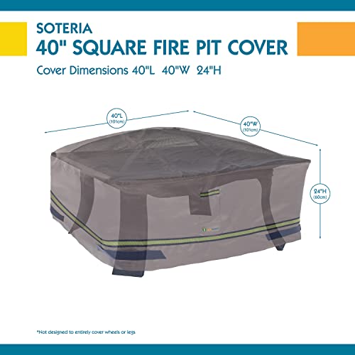 Duck Covers Soteria Waterproof 50 Inch Square Fire Pit Cover, Grey