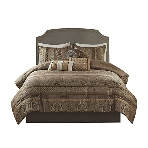  Madison Park Bellagio Cozy Comforter Set - Luxurious Jaquard  Traditional Damask Design, All Season Down Alternative Bedding with  Matching Shams, Decorative Pillow, Queen(90x90), Grey 7 Piece : Home &  Kitchen