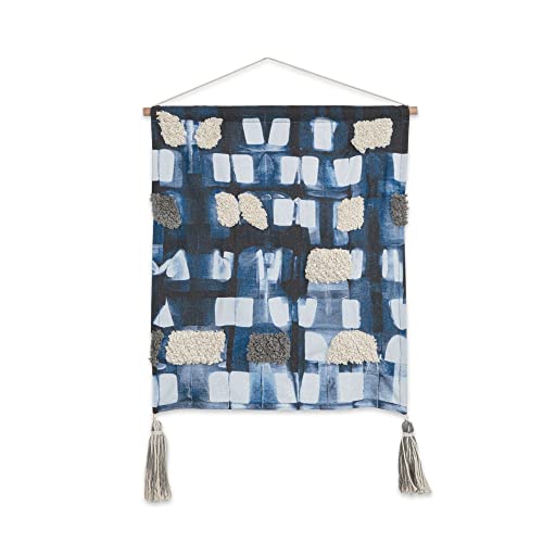 Crane Baby Nautical Nursery Décor, Dyed Cotton Wall Hanging for Boys and Girls, Ocean Blue, 18" x 21"
