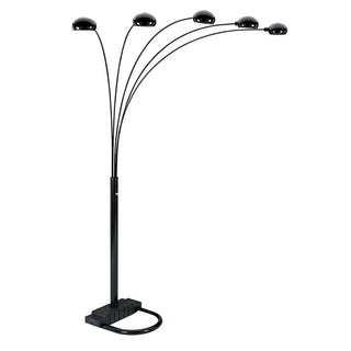 Home Outfitters 84" Black Five Light Arc Floor Lamp With Black Dome Shade