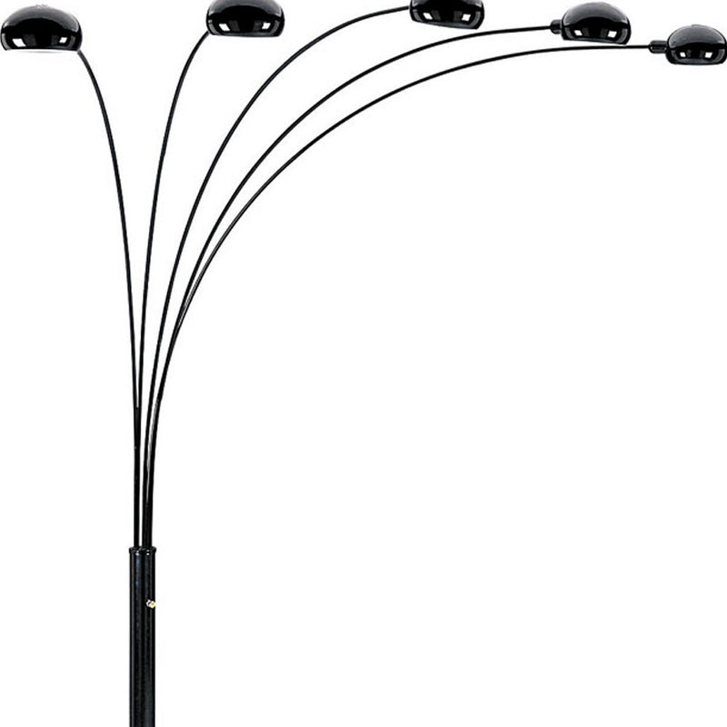 Home Outfitters 84" Black Five Light Arc Floor Lamp With Black Dome Shade