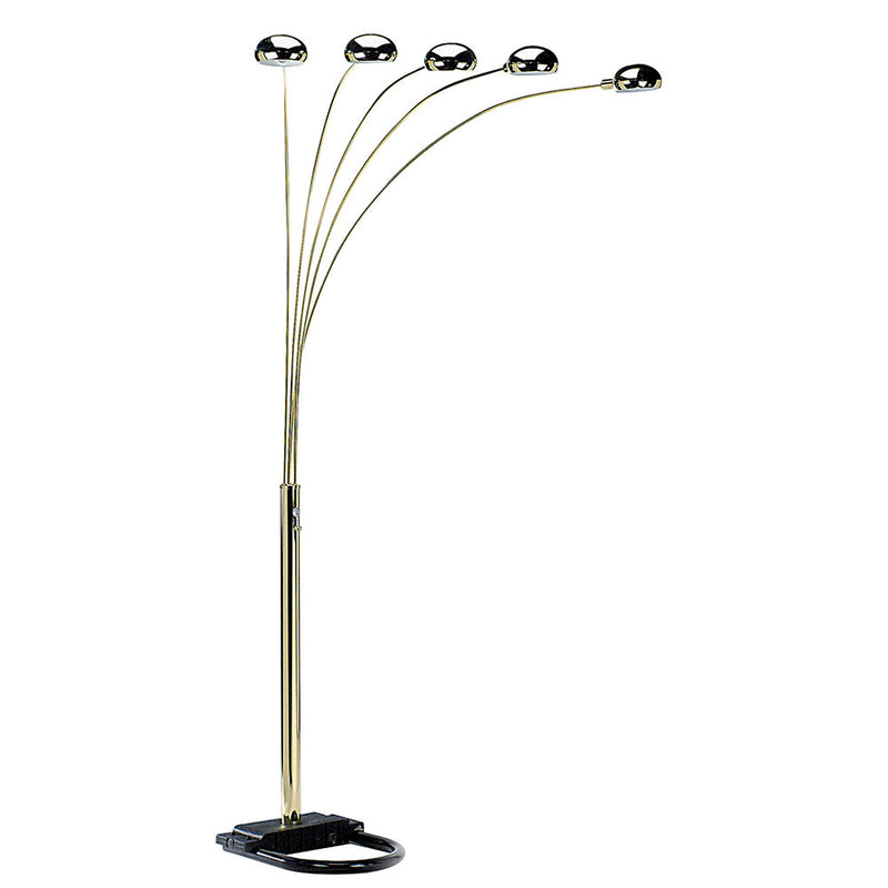 Home Outfitters 84" Brass 5 Arc Floor Lamp With Gold Dome Shade