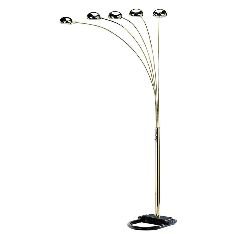 Home Outfitters 84" Brass 5 Arc Floor Lamp With Gold Dome Shade