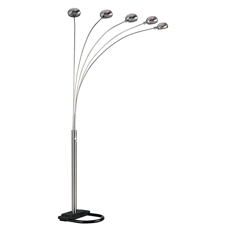 Home Outfitters 84" Nickel Five Lights Arc Floor Lamp With Nickel Dome Shade