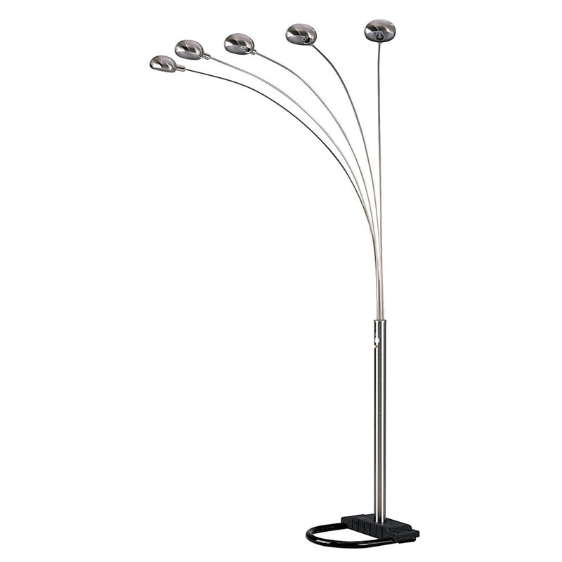 Home Outfitters 84" Nickel Five Lights Arc Floor Lamp With Nickel Dome Shade