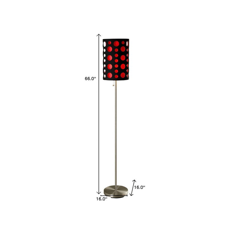 Home Outfitters 66" Steel Novelty Floor Lamp With Black And Red Drum Shade