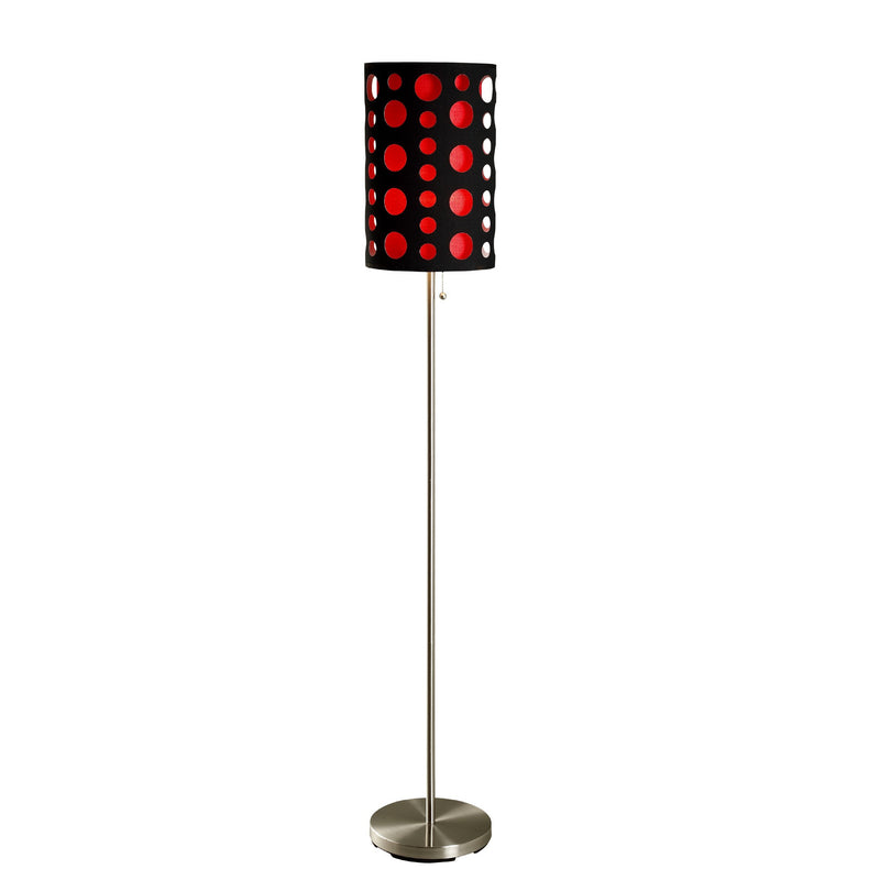 Home Outfitters 66" Steel Novelty Floor Lamp With Black And Red Drum Shade