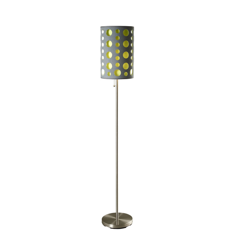 Home Outfitters 66" Steel Novelty Floor Lamp With Gray And Green Drum Shade