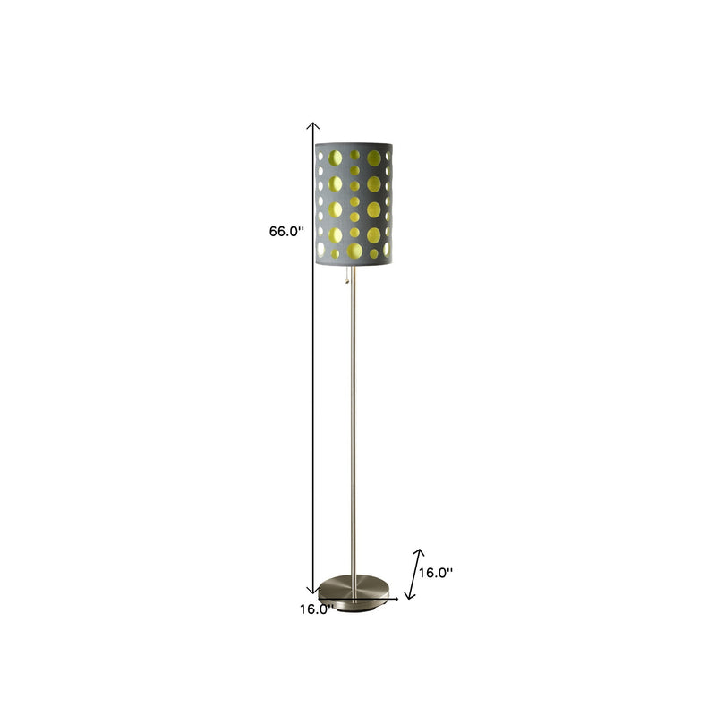 Home Outfitters 66" Steel Novelty Floor Lamp With Gray And Green Drum Shade