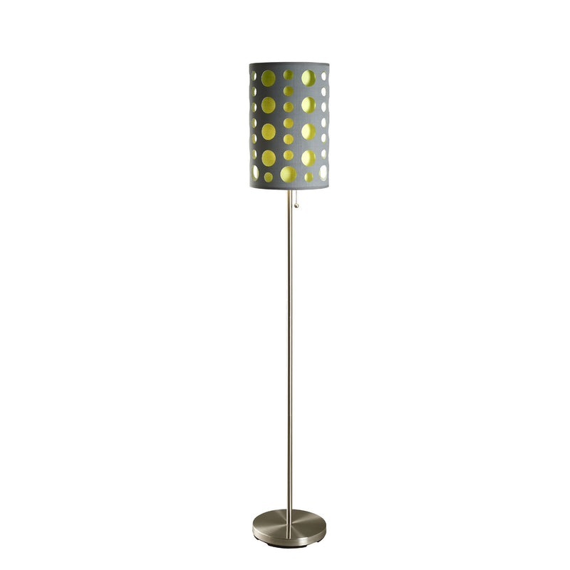 Home Outfitters 66" Steel Novelty Floor Lamp With Gray And Green Drum Shade