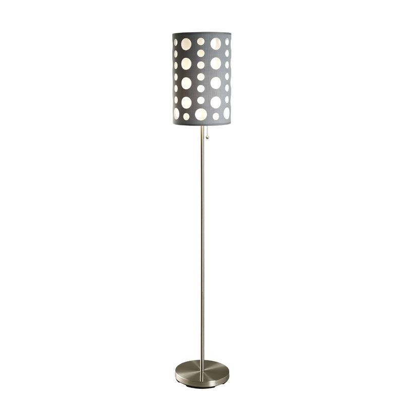 Home Outfitters 66" Steel Novelty Floor Lamp With Gray And White Drum Shade