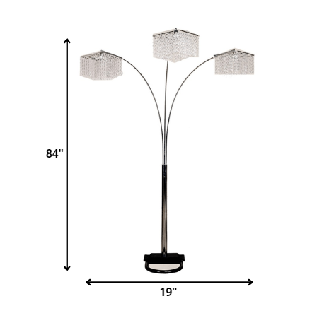 Home Outfitters Floor Lamp with Three Hanging Crystal Shades