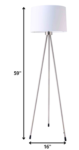 Home Outfitters 59" White Tripod Floor Lamp With White Drum Shade