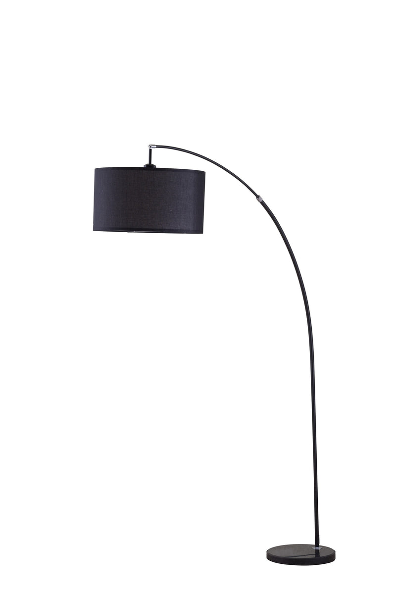 Home Outfitters 86" Sleek Black Arc Floor Lamp With Black Drum Shade