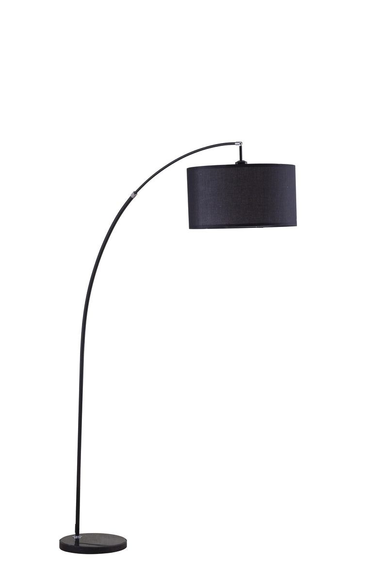 Home Outfitters 86" Sleek Black Arc Floor Lamp With Black Drum Shade