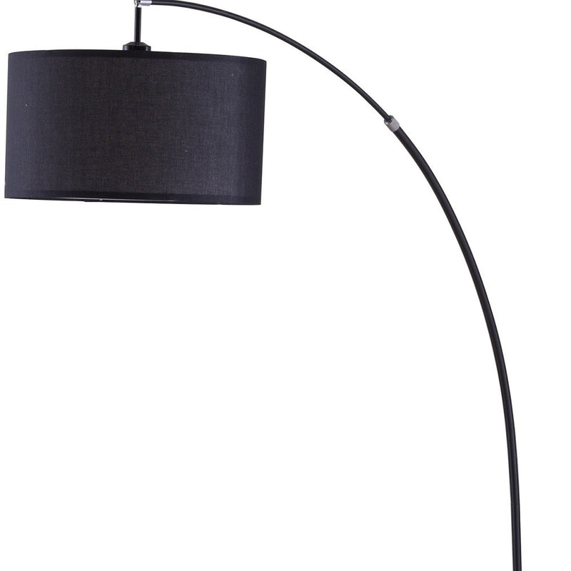 Home Outfitters 86" Sleek Black Arc Floor Lamp With Black Drum Shade