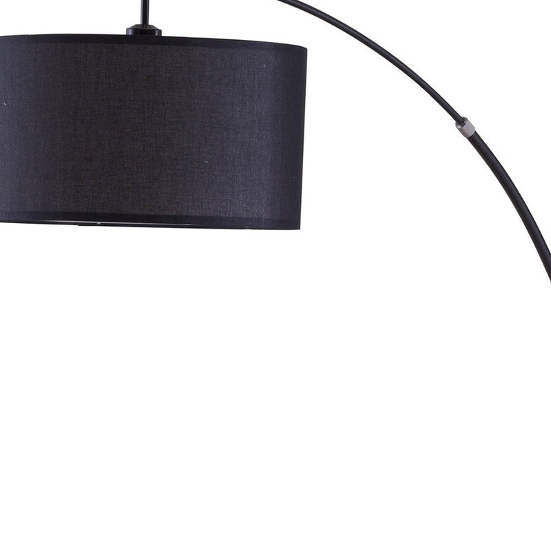 Home Outfitters 86" Sleek Black Arc Floor Lamp With Black Drum Shade