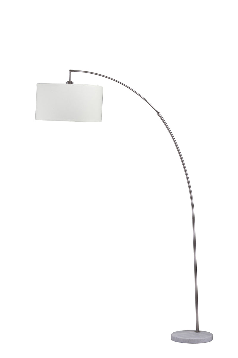 Home Outfitters 86" White And Silver Arc Floor Lamp With White Drum Shade