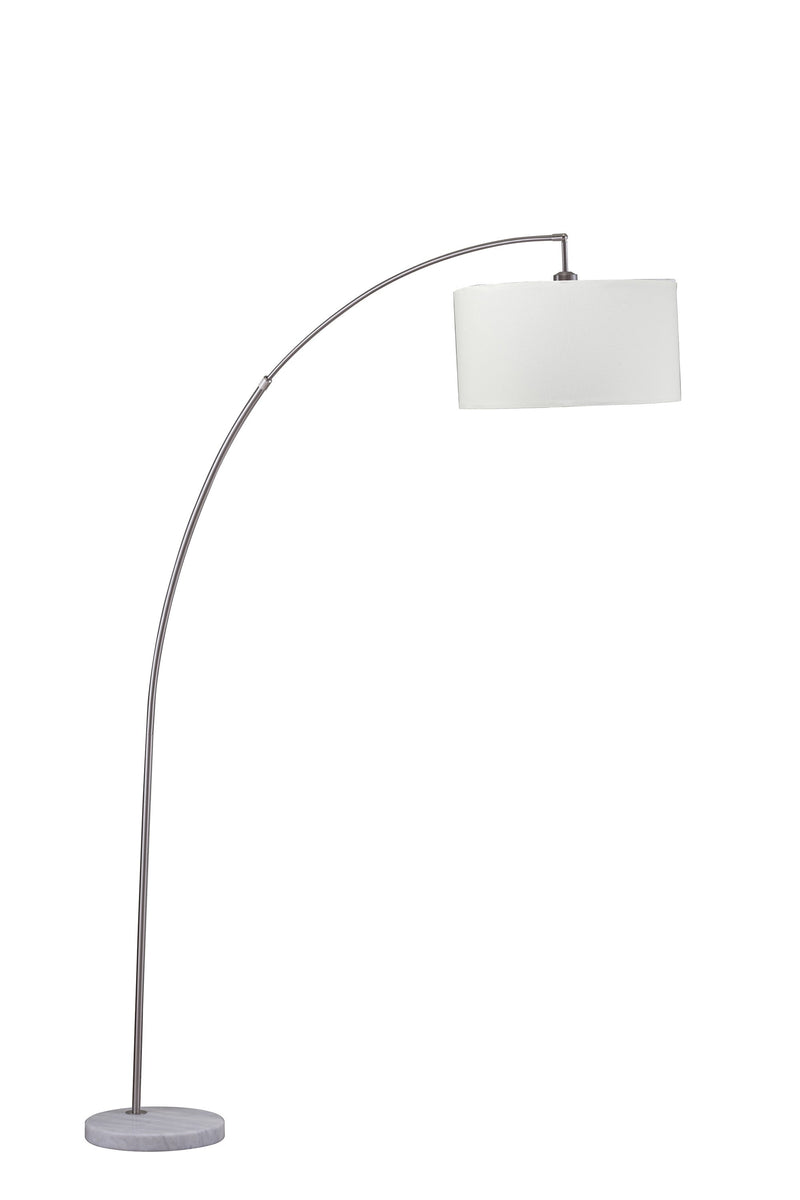 Home Outfitters 86" White And Silver Arc Floor Lamp With White Drum Shade