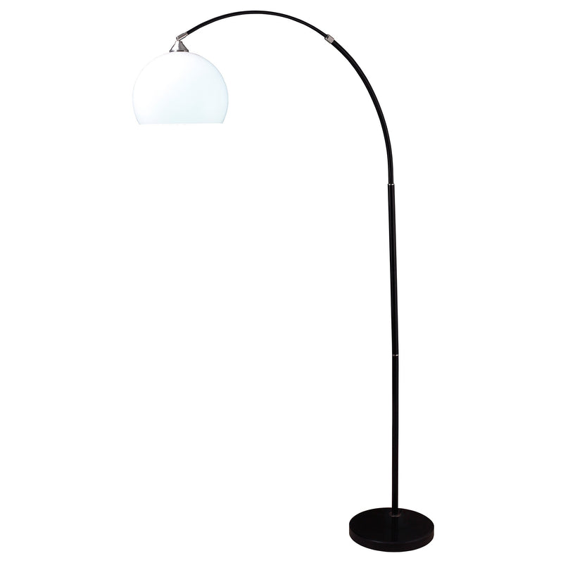 Home Outfitters 76" Black Arc Floor Lamp With White Dome Shade