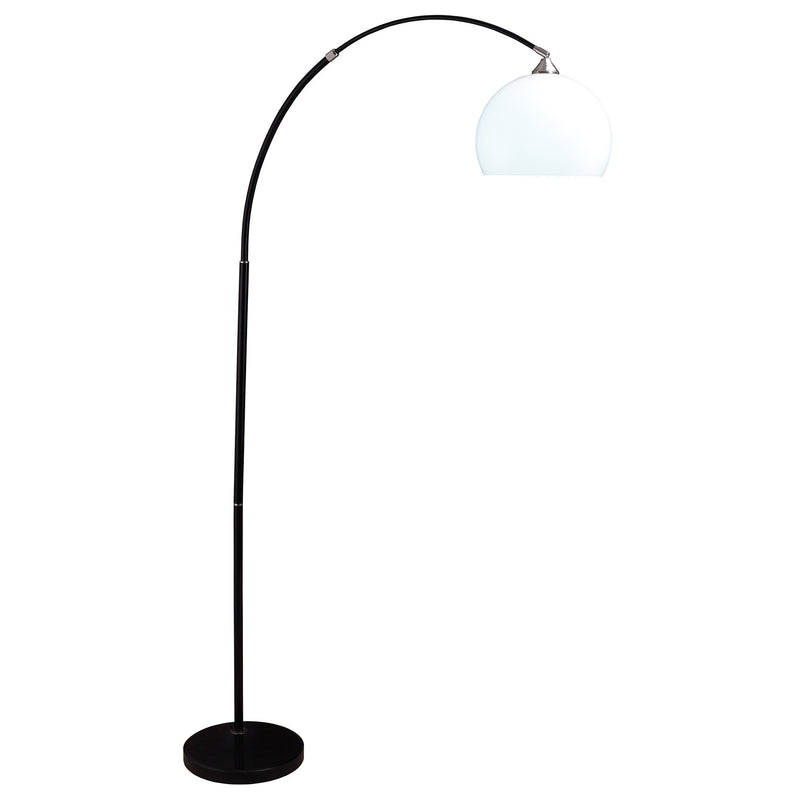 Home Outfitters 76" Black Arc Floor Lamp With White Dome Shade