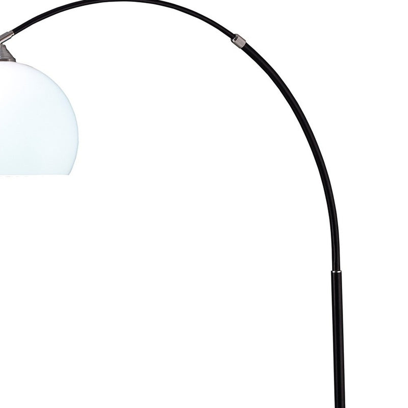 Home Outfitters 76" Black Arc Floor Lamp With White Dome Shade