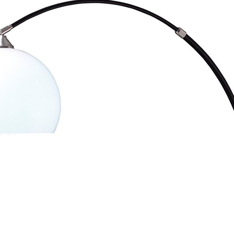 Home Outfitters 76" Black Arc Floor Lamp With White Dome Shade