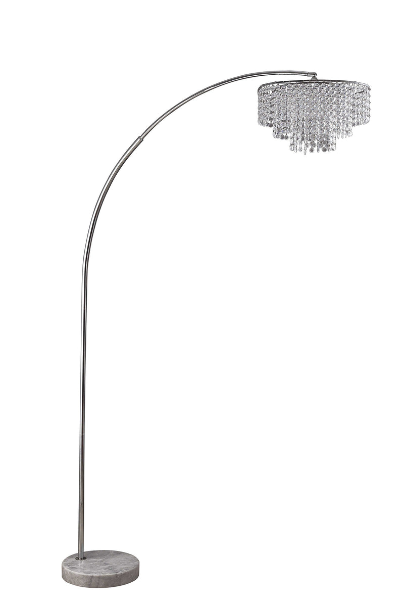 Home Outfitters 86" Silver And White Arc Floor Lamp With Faux Crystal Beading