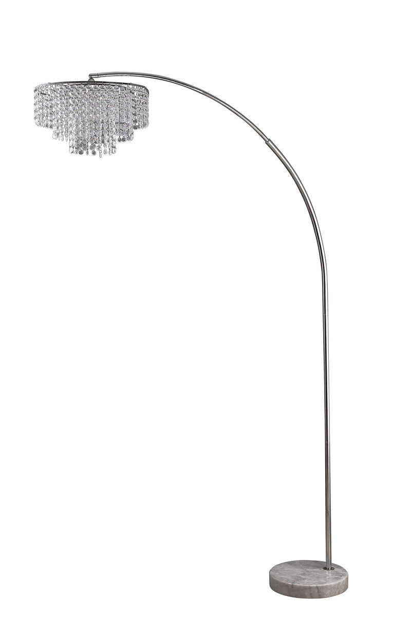 Home Outfitters 86" Silver And White Arc Floor Lamp With Faux Crystal Beading