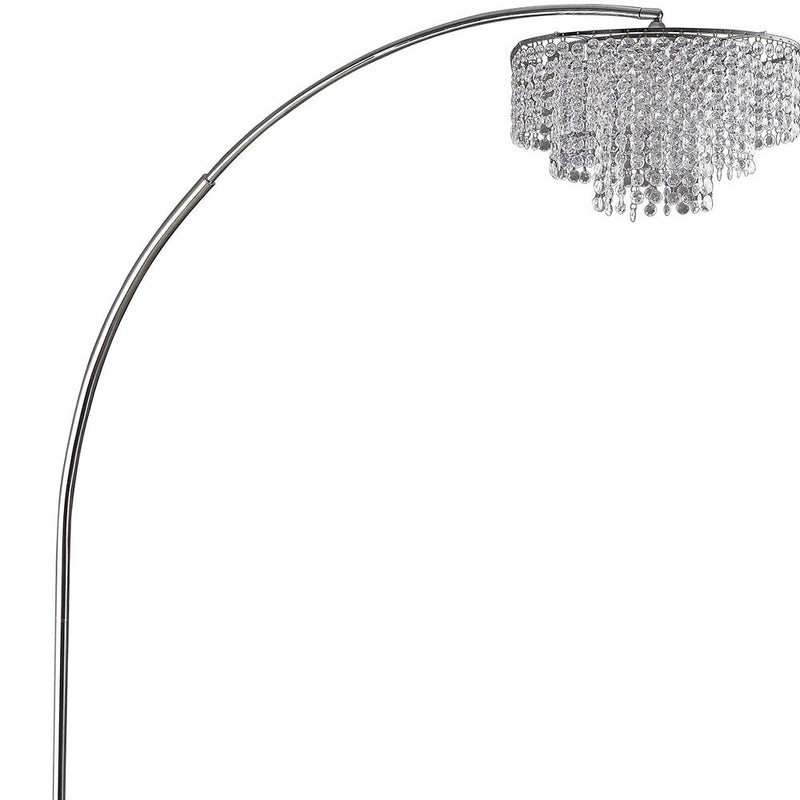 Home Outfitters 86" Silver And White Arc Floor Lamp With Faux Crystal Beading