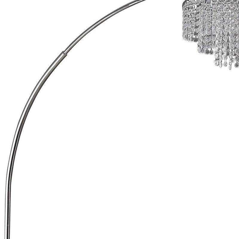 Home Outfitters 86" Silver And White Arc Floor Lamp With Faux Crystal Beading