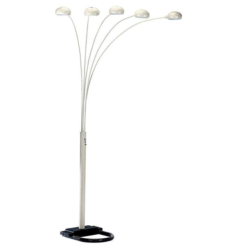 Home Outfitters 84" White Five Light Arc Floor Lamp With White Dome Shade