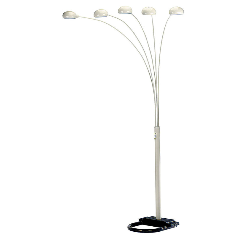 Home Outfitters 84" White Five Light Arc Floor Lamp With White Dome Shade