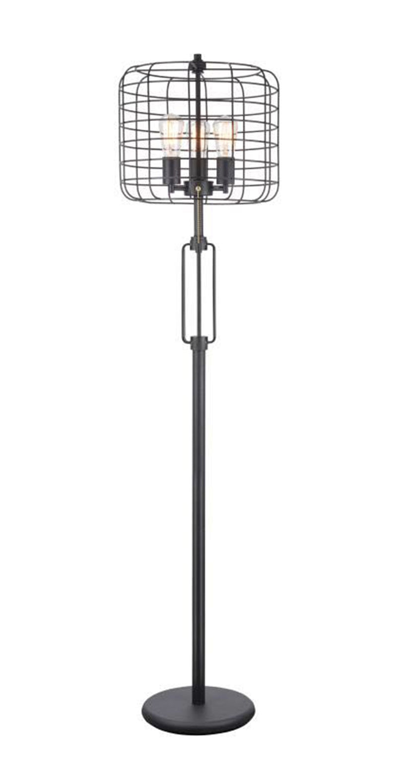 Home Outfitters 63" Black Three Lights Novelty Floor Lamp With Black Novelty Shade