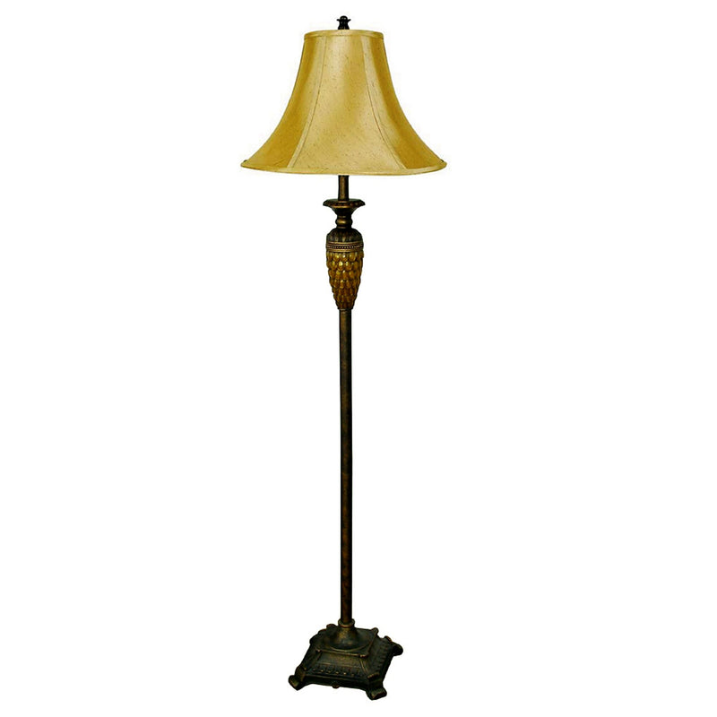 Home Outfitters 63" Brown And Gold Traditional Floor Lamp With Gold Bell Shade