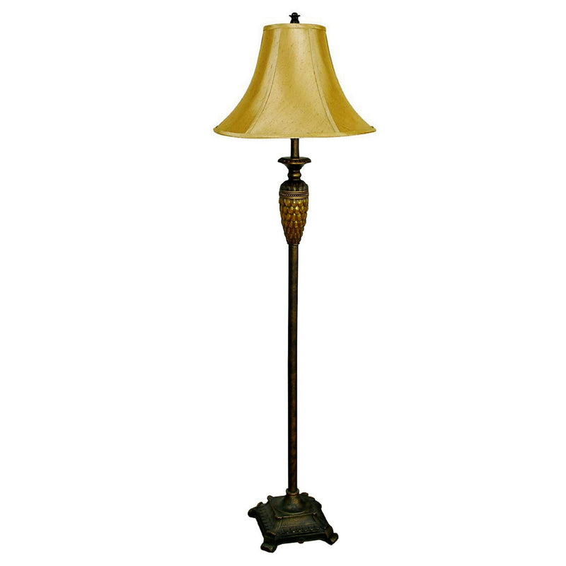 Home Outfitters 63" Brown And Gold Traditional Floor Lamp With Gold Bell Shade