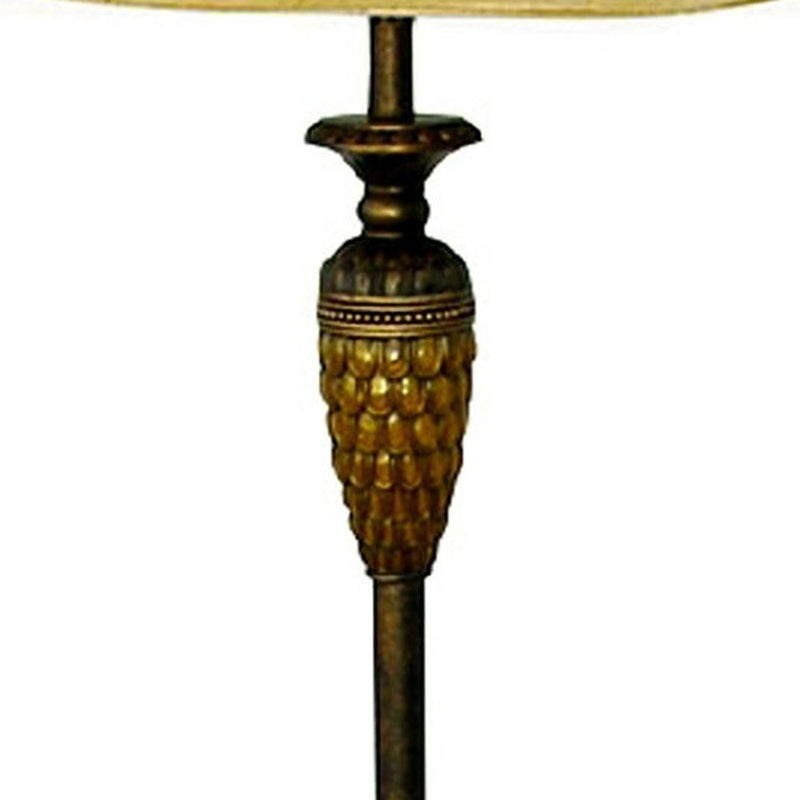 Home Outfitters 63" Brown And Gold Traditional Floor Lamp With Gold Bell Shade