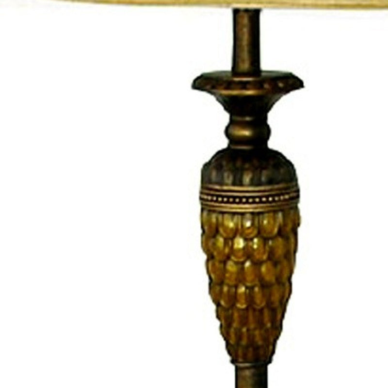 Home Outfitters 63" Brown And Gold Traditional Floor Lamp With Gold Bell Shade